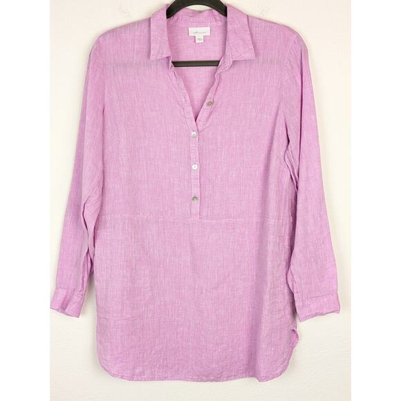 J Jill Love Linen Top Roll Tab Popover Lilac Purple Pink Spring Summer Size XS - Picture 2 of 11